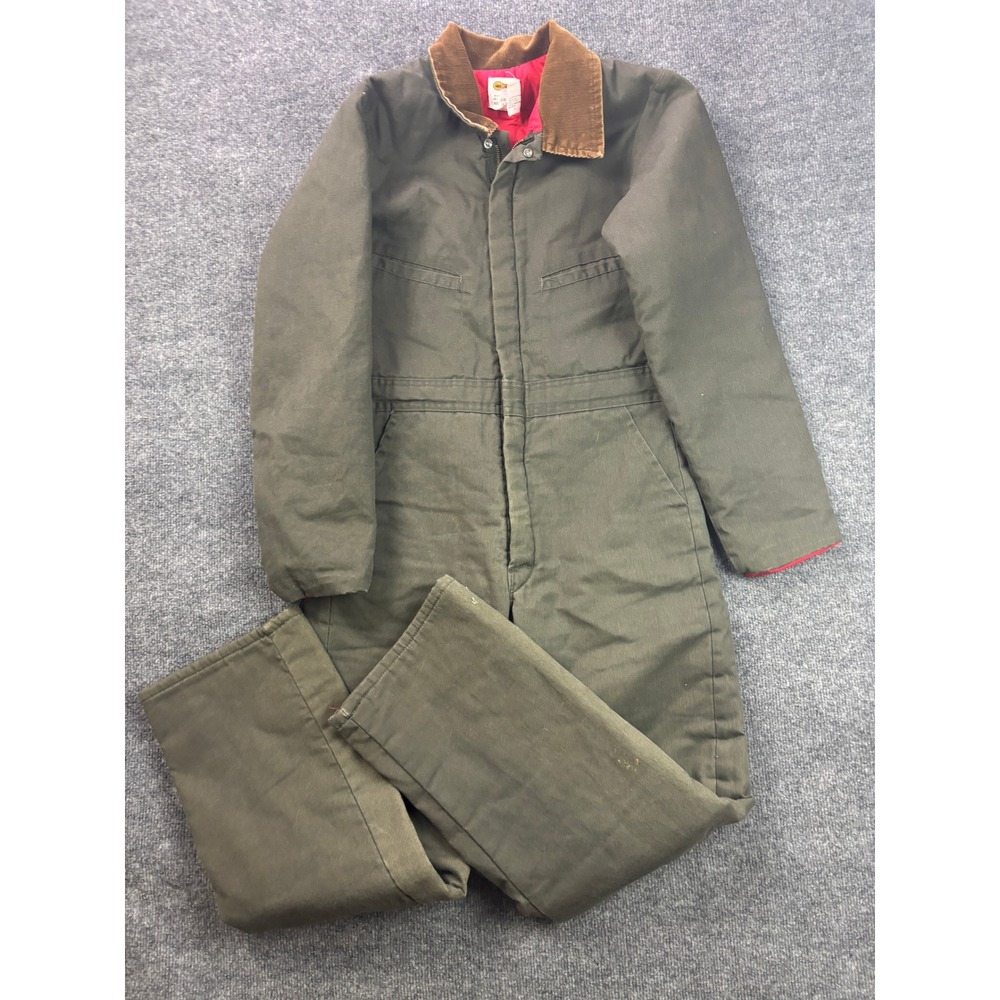 VNTG Key Imperial Insulated Coveralls Kids Size 18 Olive Green Corduroy Collar